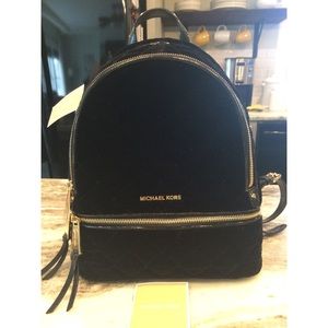 Michael Kors Black Velvet Quilt Bookbag